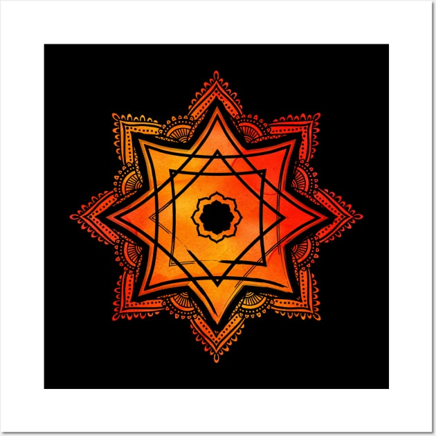 Watercolor Star of Lakshmi - Ashthalakshmi Wall Art by Nartissima